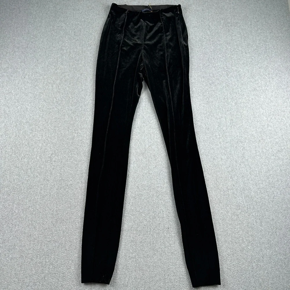 Polo Ralph Lauren Leggings Women S Velvet Skinny Black Side Zip Pintuck Pants